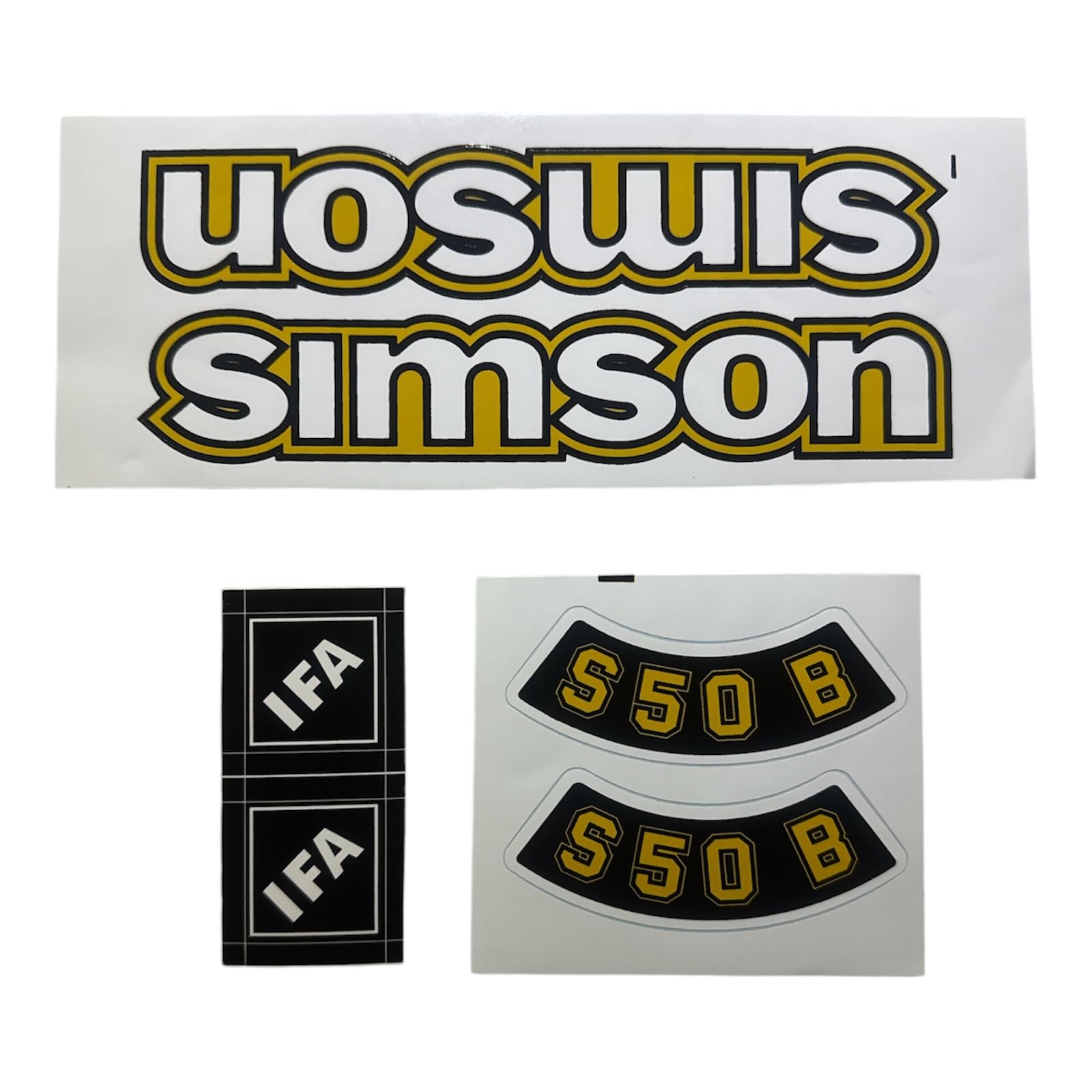 Aufkleber-Set für Simson S50 B Büffeltank und Seitendeckel gelb Aufkleber-Set für Simson S50 B Büffeltank und Seitendeckel gelb von FEZ