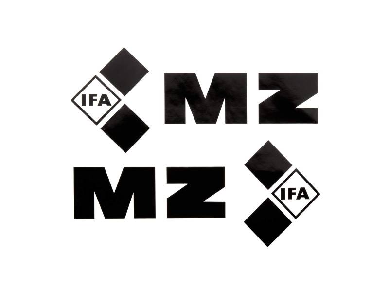 FEZ Set: 2x Schriftzug (Folie) ""IFA MZ"" schwarz für Tank - für MZ ETZ125, ETZ150, ETZ250 von FEZ