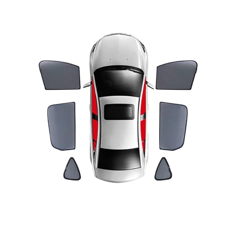 FFOCCO Auto Sonnenschutz Für Changan CS95 2017-2024 Magnetischer Auto-Sonnenschutzschild Frontscheibenrahmen Vorhang Hinteres Seitenfenster Sonnenschutzvisier Autofenster Sonnenschutz(6Piece) von FFOCCO