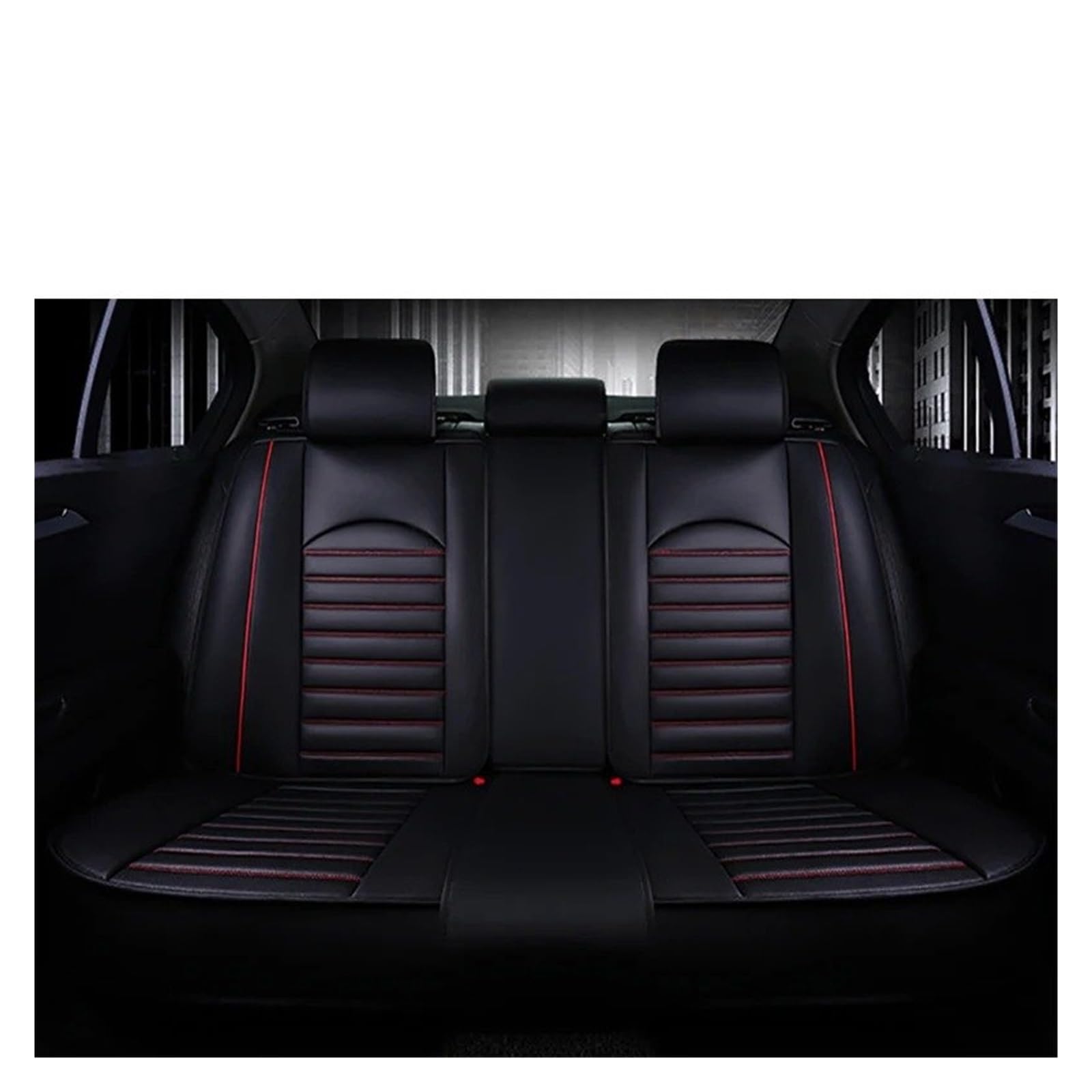 FFOCCO Sitzbezügesets Für Saab 95 93 Leder Universal Autositzbezüge Auto-Innenausstattung Autoprodukte Innenausstattung Auto Schonbezüge(1 Black red Rear) von FFOCCO
