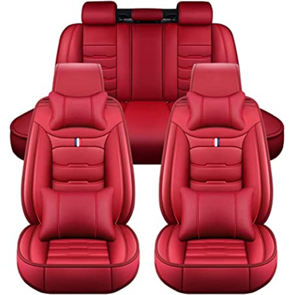 FFOCUS PU Leather Sitzbezüge Auto für Audi A3 8P 3-Door 2003-2013,Sitzschoner Sitzbezug Wasserdicht Vordersitze Rücksitze Sitzbezügesets Autozubehör,A-red von FFOCUS