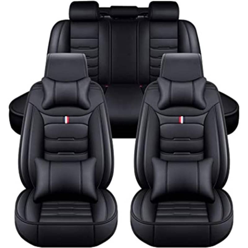 FFOCUS PU Leather Sitzbezüge Auto für Toyota Corolla Cross 2000-2023,Sitzschoner Sitzbezug Wasserdicht Vordersitze Rücksitze Sitzbezügesets Autozubehör,A-Black von FFOCUS