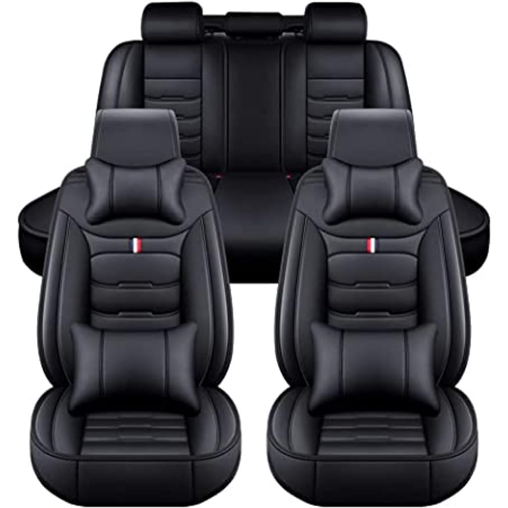 FFOCUS PU Leather Sitzbezüge Auto für Toyota Corolla Hybrid 2000-2023,Sitzschoner Sitzbezug Wasserdicht Vordersitze Rücksitze Sitzbezügesets Autozubehör,A-Black von FFOCUS