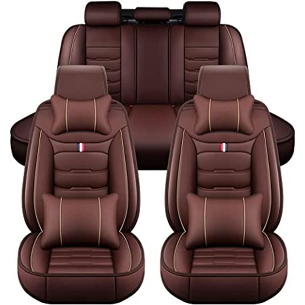 FFOCUS PU Leather Sitzbezüge Auto für Toyota Corolla Hybrid 2000-2023,Sitzschoner Sitzbezug Wasserdicht Vordersitze Rücksitze Sitzbezügesets Autozubehör,A-Brown von FFOCUS