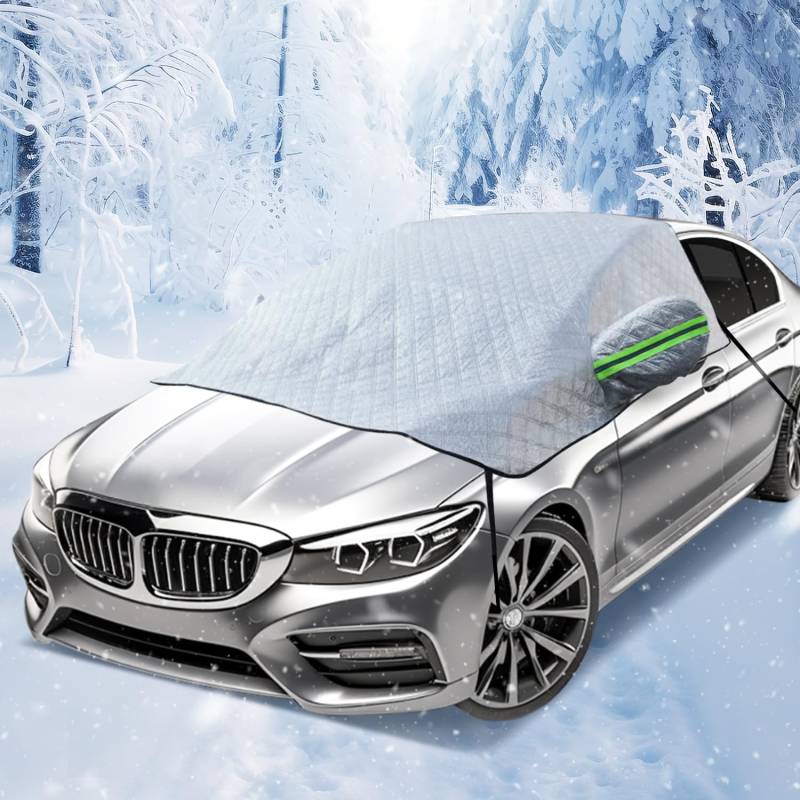 Frontscheibenabdeckung, Sonnenschutz Auto Frontscheibe, Auto Schneedecke, Auto Frontscheibe für Winter Schneeabdeckung Eisschutzfolie und Scheibenwischer UV-Schutz, Faltbare(230x145cm) von FFTANXS