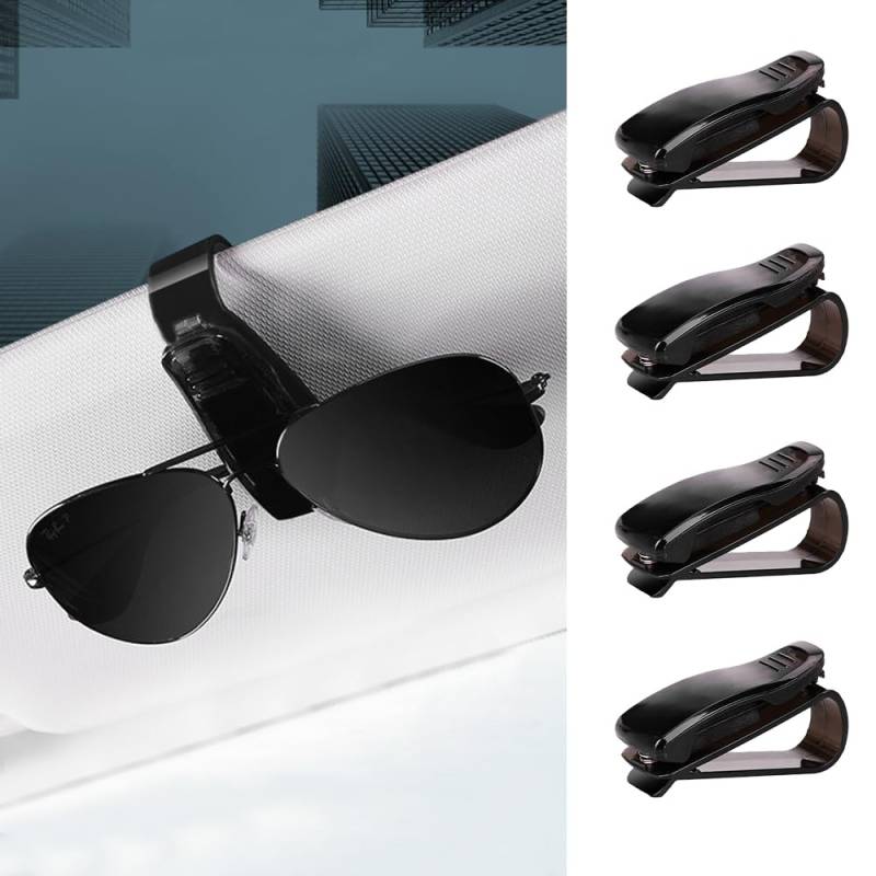 FFWTPY 4 Stück Brillenhalter für Auto Sonnenblende Brillenhalter für Auto Sonnenbrillenhalter Auto Sonnenbrillen Halterung Ticket-Kartenclip von FFWTPY