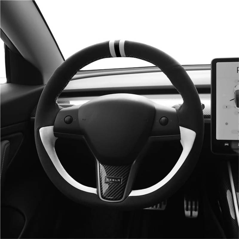 Auto-Lenkradbezug Abdeckung angepasst für Model3 für Modell handgenähte Lenkradabdeckung X/S spezielles Autozubehör Lenkradbezüge Autos von FFXDEQ