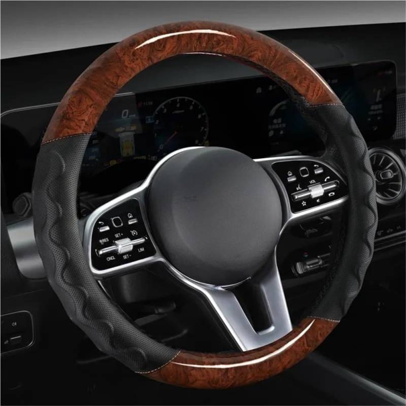 Auto-Lenkradbezug Mikrofaser-Lenkradbezug universell 381 cm gepolstert weicher Griff bequem für Autozubehör Schwarz Braun Lenkradbezüge Autos von FFXDEQ