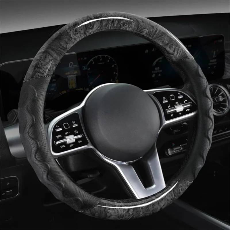 FFXDEQ Auto-Lenkradbezug Mikrofaser-Lenkradbezug universell 381 cm gepolstert weicher Griff bequem für Autozubehör Schwarz Braun Lenkradbezüge Autos von FFXDEQ