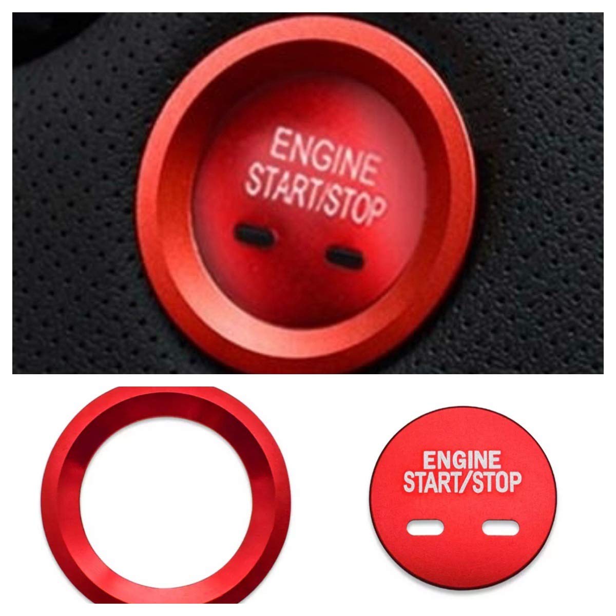 Start Stop Ring Abdeckung Alu Rot Blende Rahmen Passend Für Astra Insignia Mokka X Crossland X Grandland X von FFZ Parts