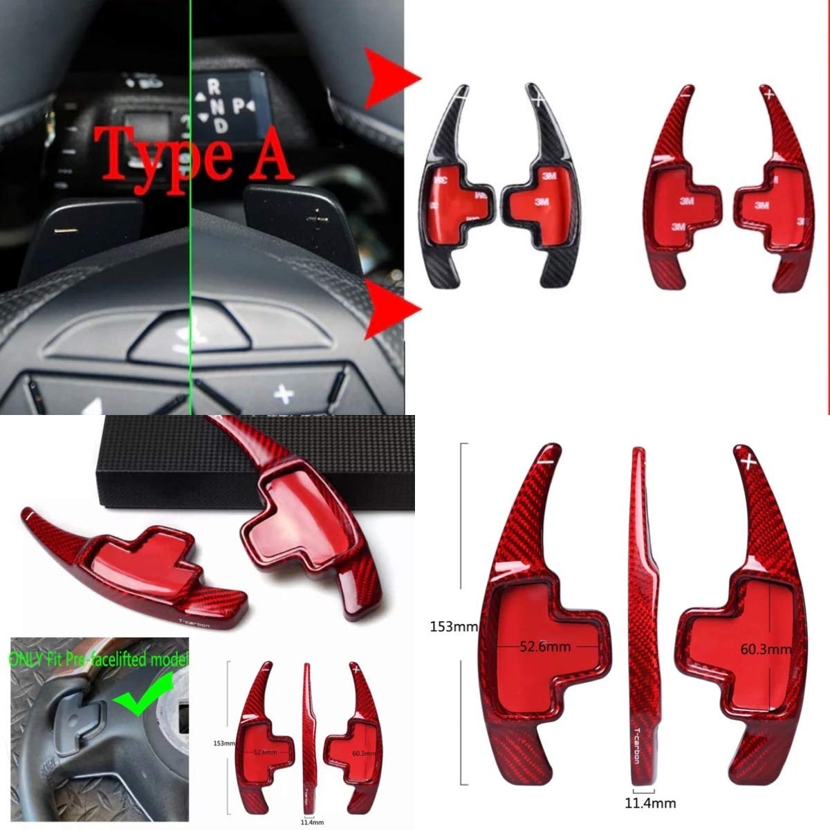 Carbon Optik Schaltwippen Verlängerung Passend für Mercedes Benz A B C E Klasse GLC CLA CLS GLE GLS GLK Carbon Optik Schaltwippen Verlängerung Passend für Mercedes Benz A B C E Klasse GLC CLA CLS GLE GLS GLK von FFZ Parts