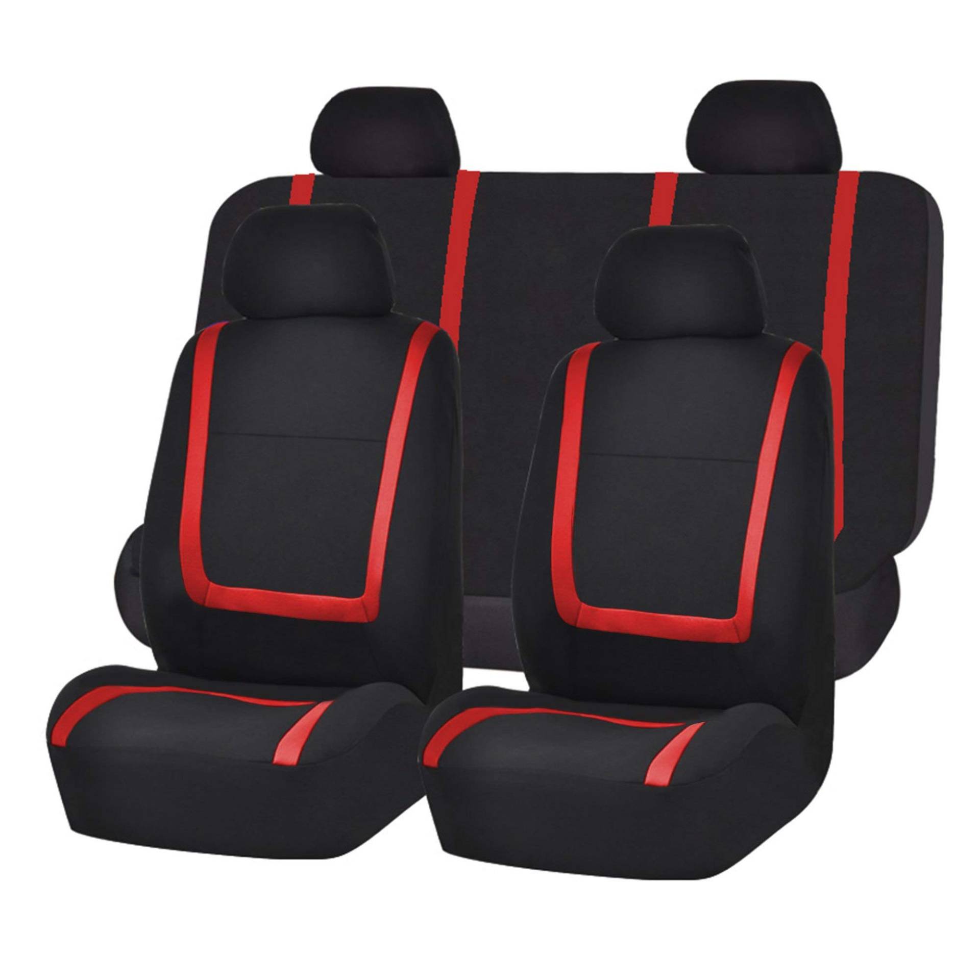 FGAITH Auto Sitzbezüge Komplettset mit Airbag kompatibel für Dacia Jogger 2022+, Polyesternetz Autositzbezüge Set für Vordersitze und Rückbank Auto-Schonbezüge,C-RED von FGAITH