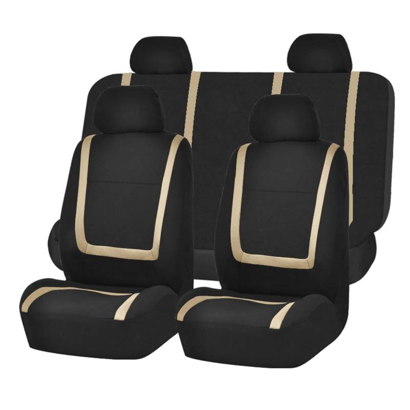 FGAITH Auto Sitzbezüge Komplettset mit Airbag kompatibel für Dacia Jogger 2022+, Polyesternetz Autositzbezüge Set für Vordersitze und Rückbank Auto-Schonbezüge,E-Gold von FGAITH