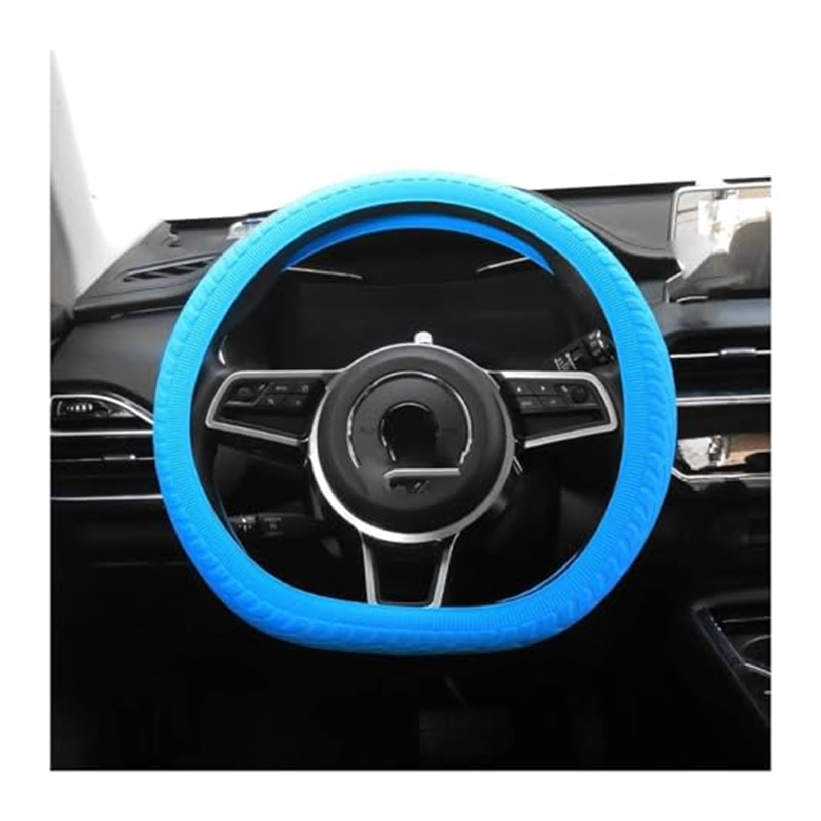 Lenkradabdeckung Auto Silikon Lenkrad Abdeckung Reifen Textur Lenkrad Autos Universal Auto Lenkrad Staub Schutz(‎Sky Blue) von FGKDLDZCZM