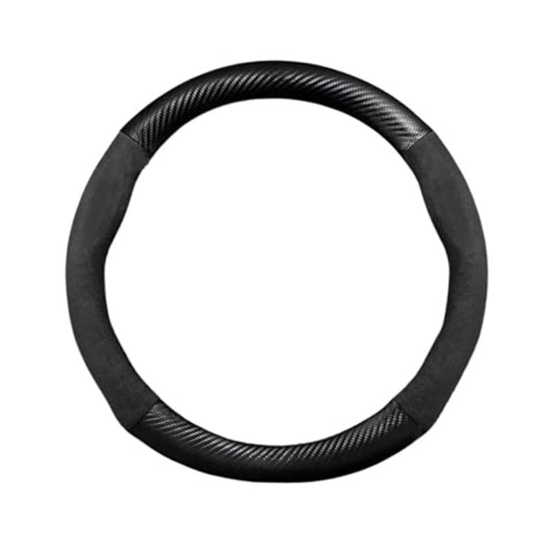 Lenkradabdeckung Für A3 8P 8L 8V S3 RS3 Für Q3 2014-2023 O Form 38 cm Carbon Faser Leder Auto Lenken Schutz Abdeckung Lenkrad Abdeckung(O Fiber Black) von FGKDLDZCZM
