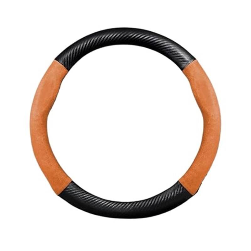 Lenkradabdeckung Für A3 8P 8L 8V S3 RS3 Für Q3 2014-2023 O Form 38 cm Carbon Faser Leder Auto Lenken Schutz Abdeckung Lenkrad Abdeckung(O Fiber Orange) von FGKDLDZCZM
