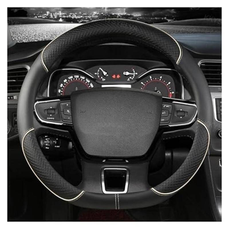 Lenkradabdeckung Für Citroen Für C3 II III 2009-2021 Für AIRCROSS 2017-2021 Für Berlingo 3 Für C4 Für Picasso 2 D Typ Lenkrad Wrap(Beige) von FGKDLDZCZM