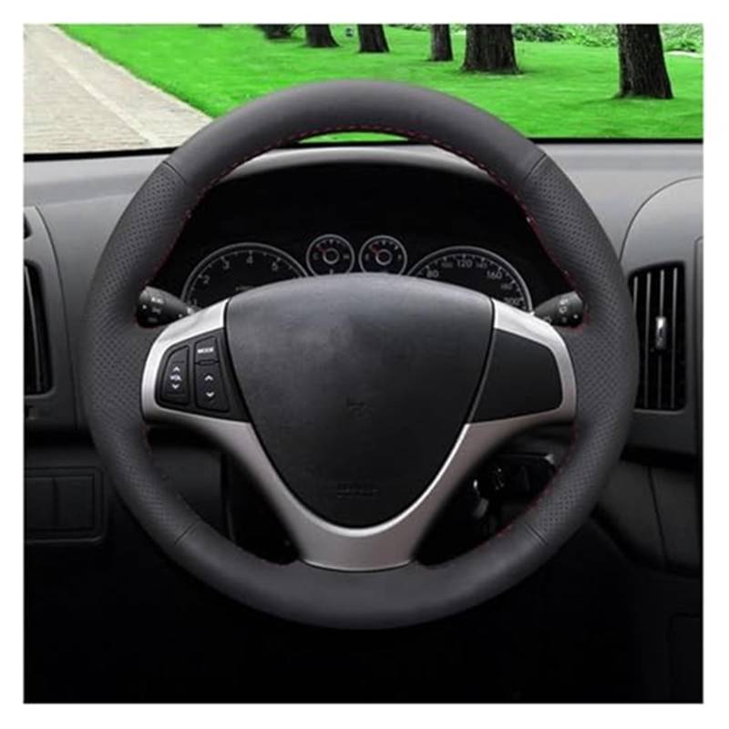 Lenkradabdeckung Für Hyundai Für I30 2008-2010 DIY Hand-genäht Schwarz Künstliche Leder Auto Lenkrad Abdeckungen Lenkrad Schutz(Red Thread) von FGKDLDZCZM