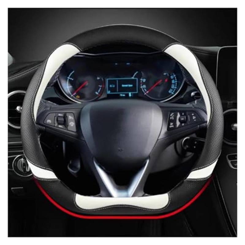 Lenkradabdeckung Für Opel Für Grandland X Für Insignia 2017-2022 Lenkrad Abdeckung Auto Lenkrad Abdeckung O Form D Form 38CM(Black D Shape) von FGKDLDZCZM