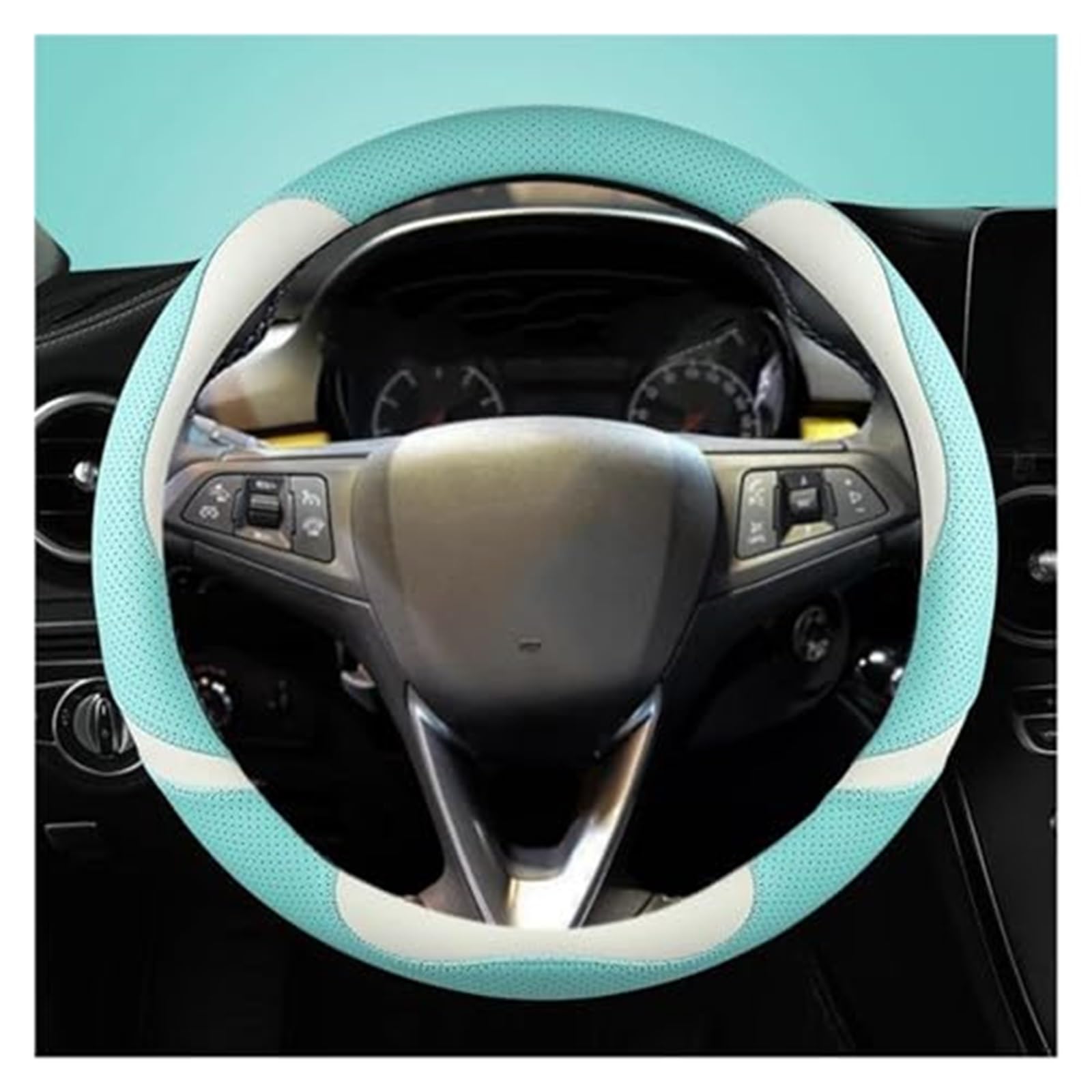 Lenkradabdeckung Für Opel Für Grandland X Für Insignia 2017-2022 Lenkrad Abdeckung Auto Lenkrad Abdeckung O Form D Form 38CM(Blue O Shape) von FGKDLDZCZM