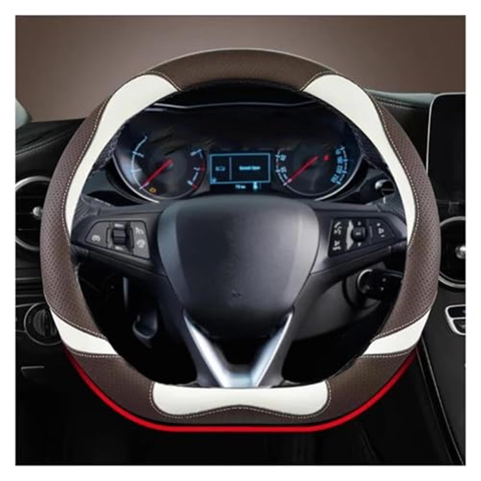 Lenkradabdeckung Für Opel Für Grandland X Für Insignia 2017-2022 Lenkrad Abdeckung Auto Lenkrad Abdeckung O Form D Form 38CM(Coffee D Shape) von FGKDLDZCZM
