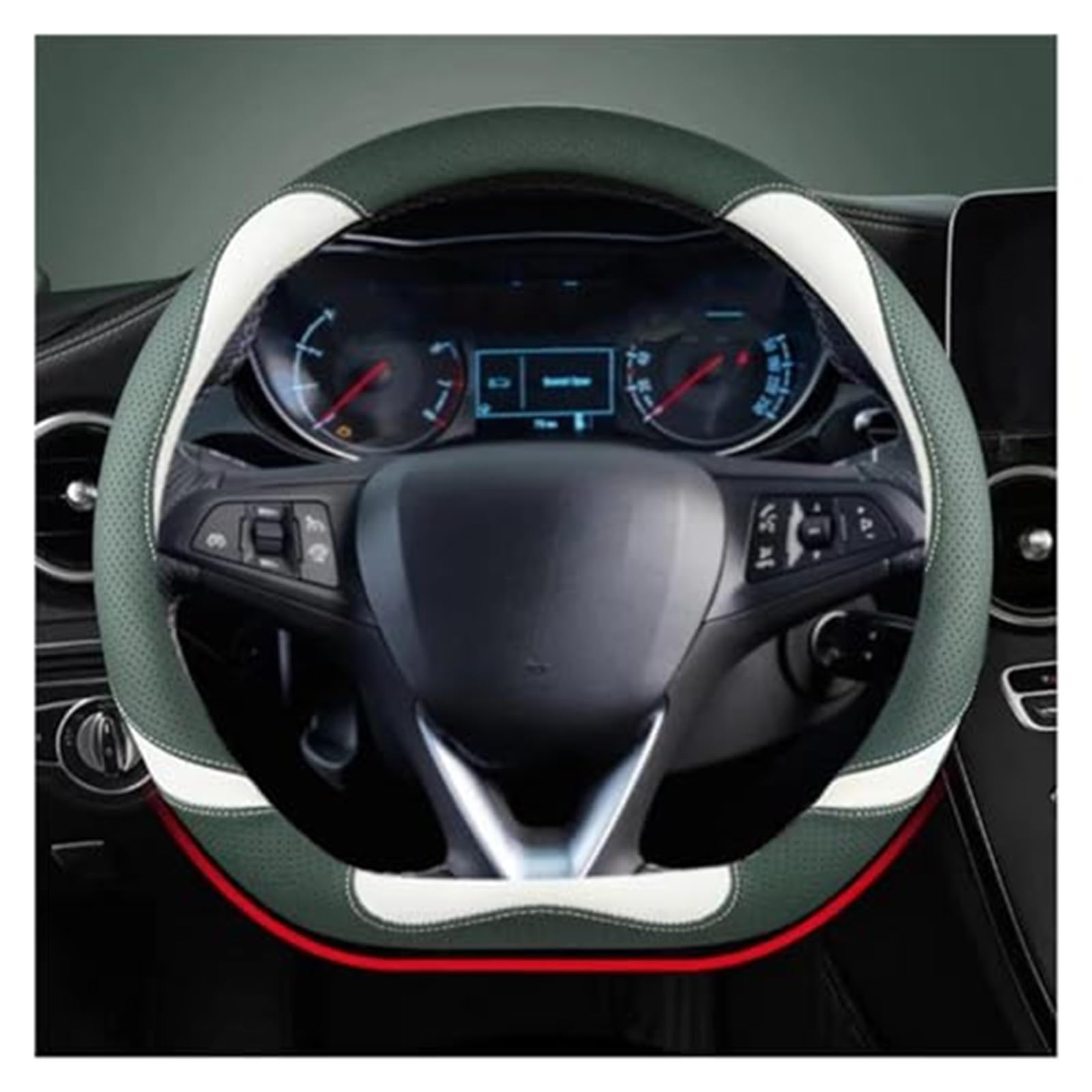 Lenkradabdeckung Für Opel Für Grandland X Für Insignia 2017-2022 Lenkrad Abdeckung Auto Lenkrad Abdeckung O Form D Form 38CM(Green D Shape) von FGKDLDZCZM