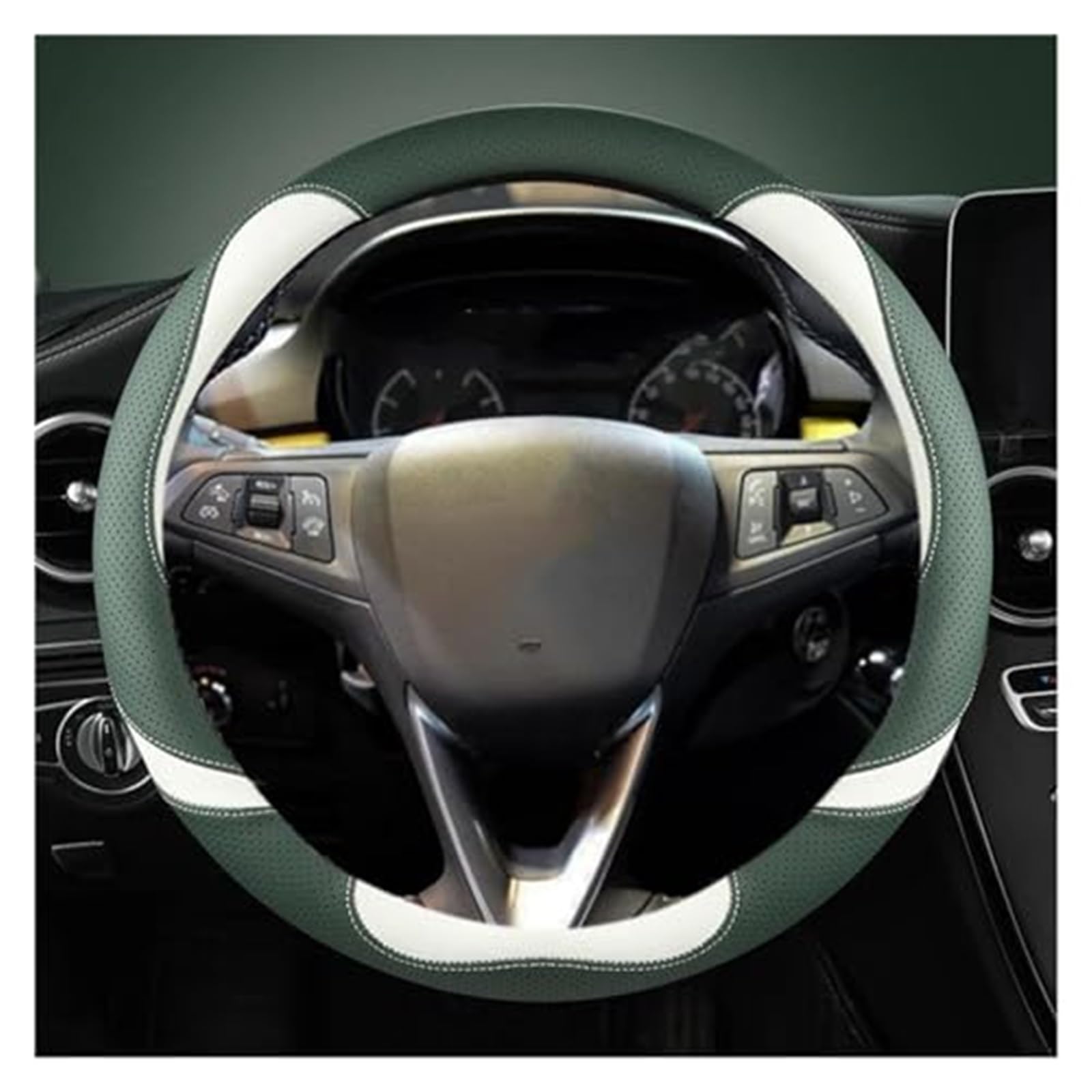 Lenkradabdeckung Für Opel Für Grandland X Für Insignia 2017-2022 Lenkrad Abdeckung Auto Lenkrad Abdeckung O Form D Form 38CM(Green O Shape) von FGKDLDZCZM