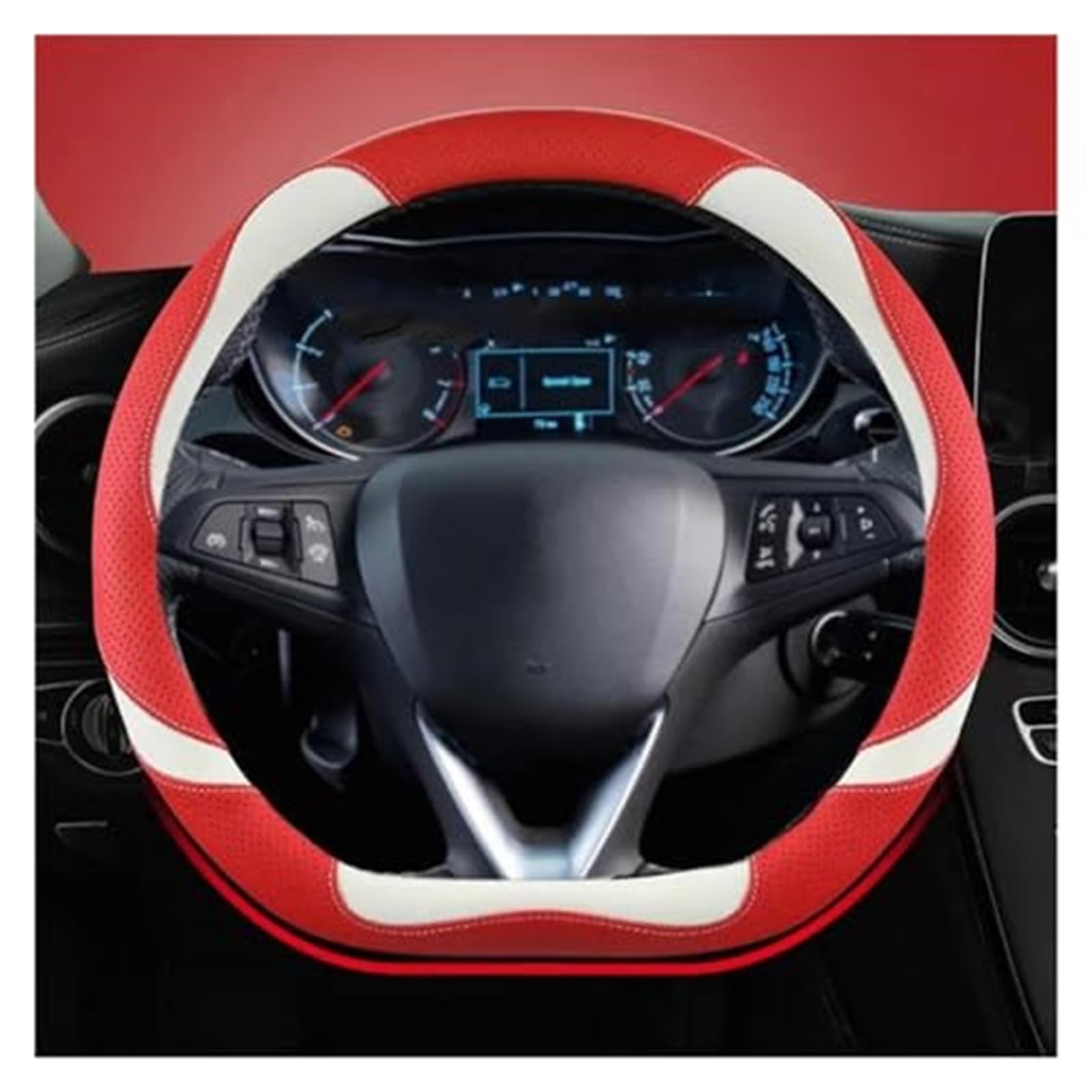 Lenkradabdeckung Für Opel Für Grandland X Für Insignia 2017-2022 Lenkrad Abdeckung Auto Lenkrad Abdeckung O Form D Form 38CM(Red D Shape) von FGKDLDZCZM