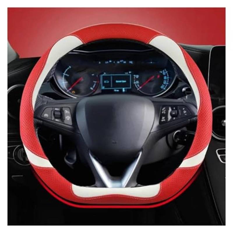 Lenkradabdeckung Für Opel Für Grandland X Für Insignia 2017-2022 Lenkrad Abdeckung Auto Lenkrad Abdeckung O Form D Form 38CM(Red D Shape) von FGKDLDZCZM