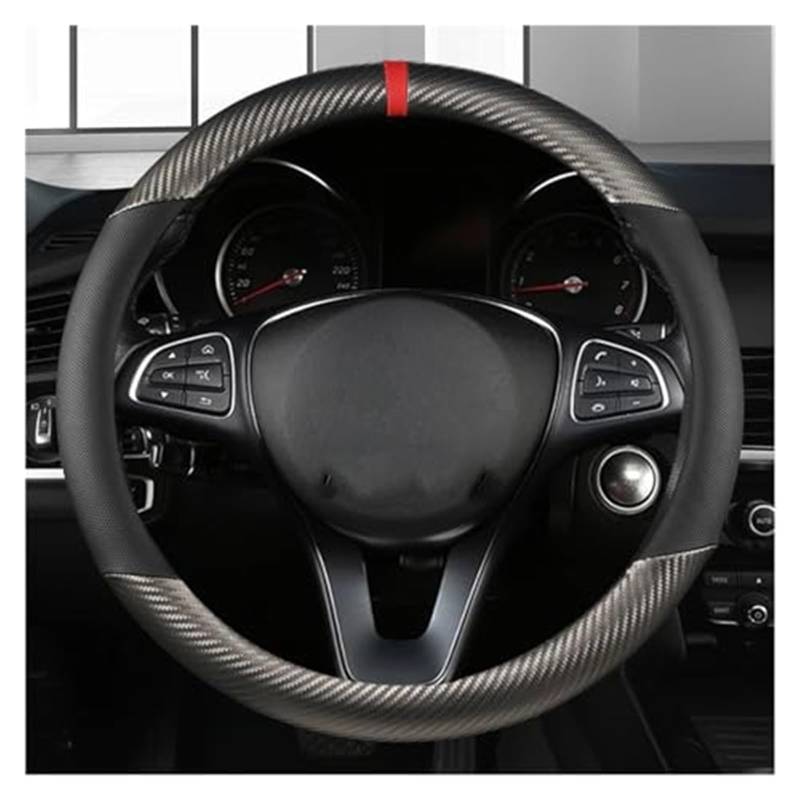 Lenkradabdeckung Für Scenic 1 2 3 4 Für Grand Für Scenic Für Megane Auto Zubehör Auto Lenkrad Abdeckung PU Leder Carbon Faser 38 cm(Grey O Shape) von FGKDLDZCZM