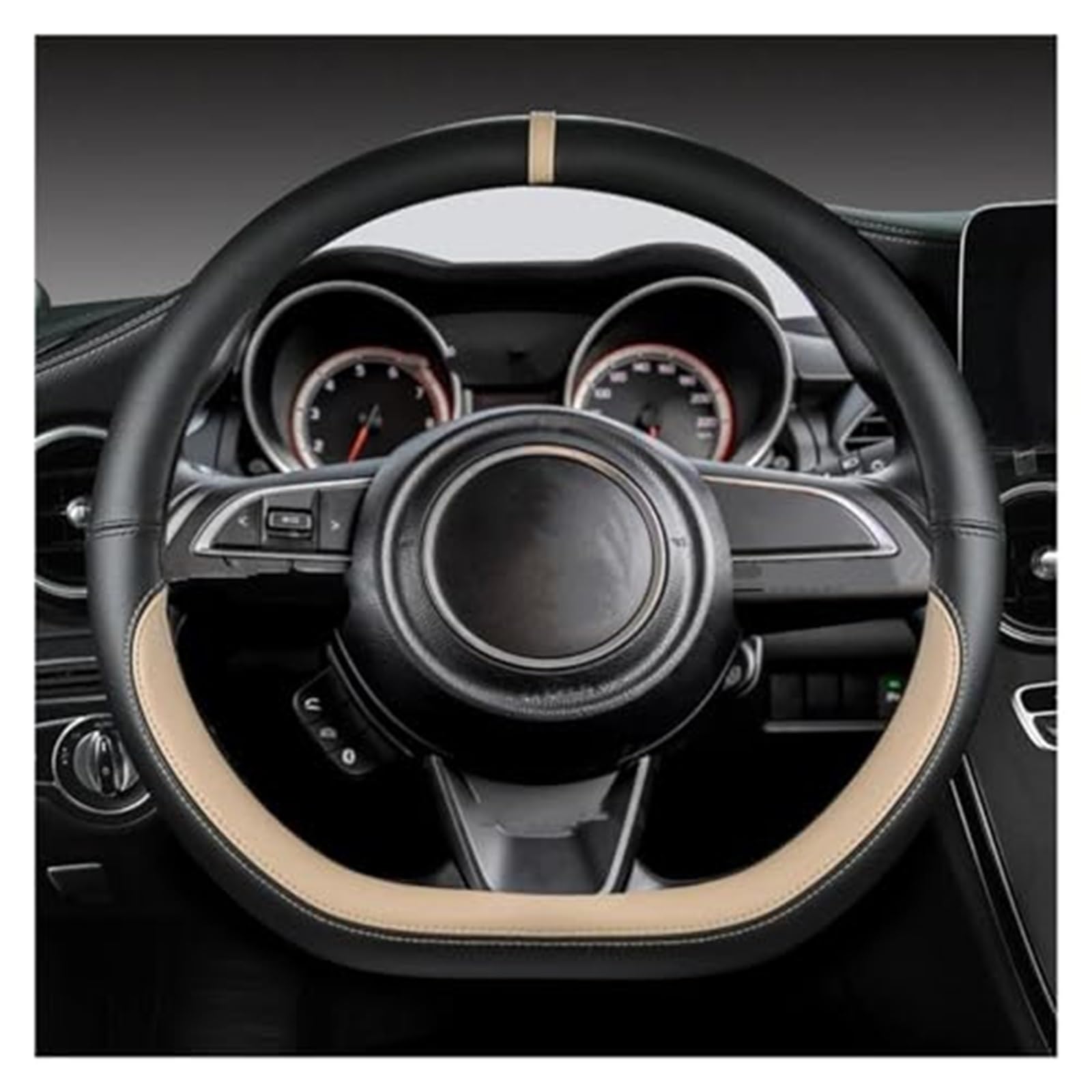 Lenkradabdeckung Für Suzuki Für Swift 2017 2018 2019 2020 2021 2022 Lenkradabdeckung Mikrofaser Leder D Form 38 cm Lenkradabdeckung(Beige) von FGKDLDZCZM
