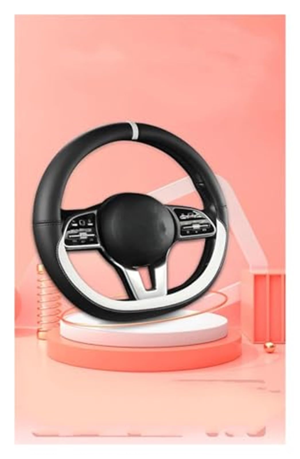Lenkradabdeckung Für Suzuki Für Swift 2017 2018 2019 2020 2021 2022 Lenkradabdeckung Mikrofaser Leder D Form 38 cm Lenkradabdeckung(White) von FGKDLDZCZM