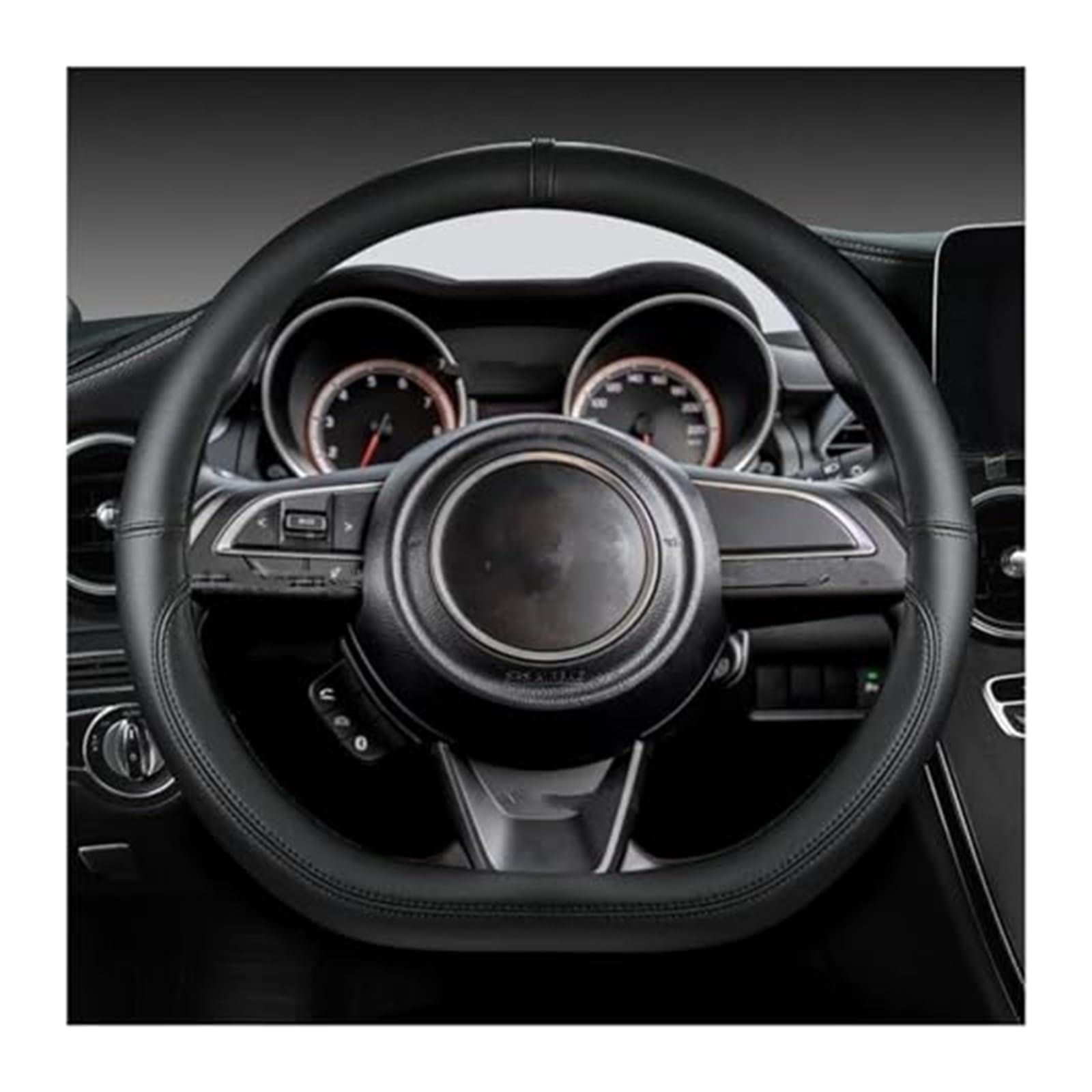 Lenkradabdeckung Für Suzuki Für Swift 2017 2018 2019 2020 2021 2022 Sport Lenkung Abdeckung Rad Lenkrad Handschuh Mikrofaser Leder D Form 38 cm(Black) von FGKDLDZCZM