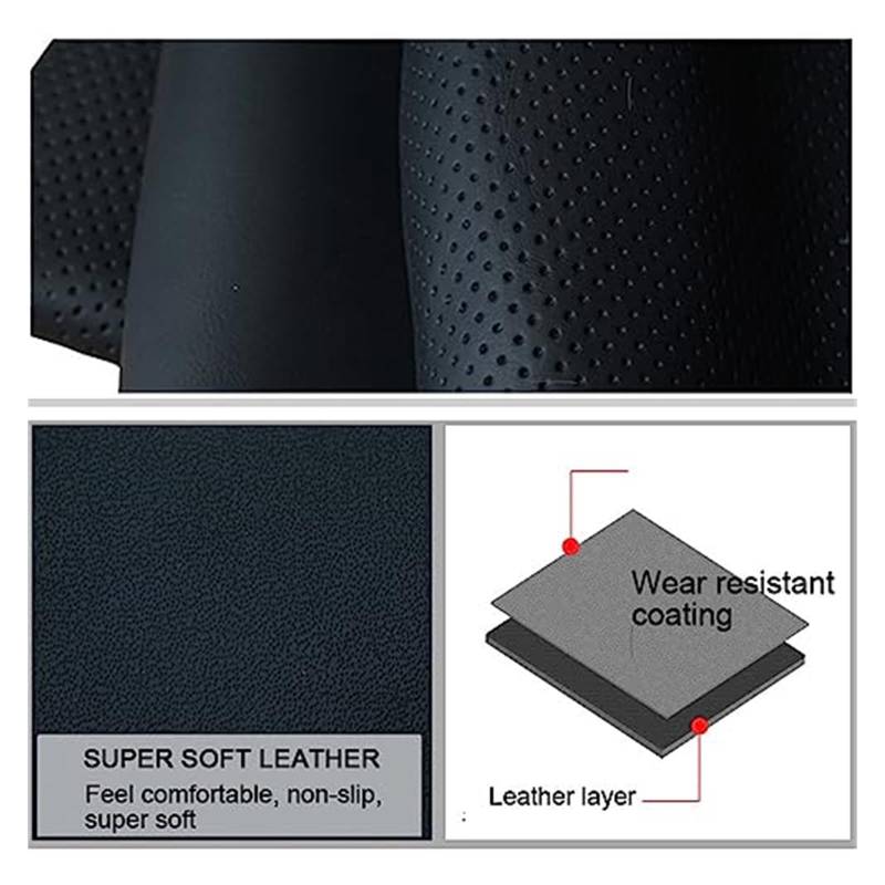 Lenkradabdeckung Für Toyota Für RAV4 2019 2020 2021 2022 Auto Lenkrad Abdeckung Anti-Slip Schwarz Echtes Leder von FGKDLDZCZM