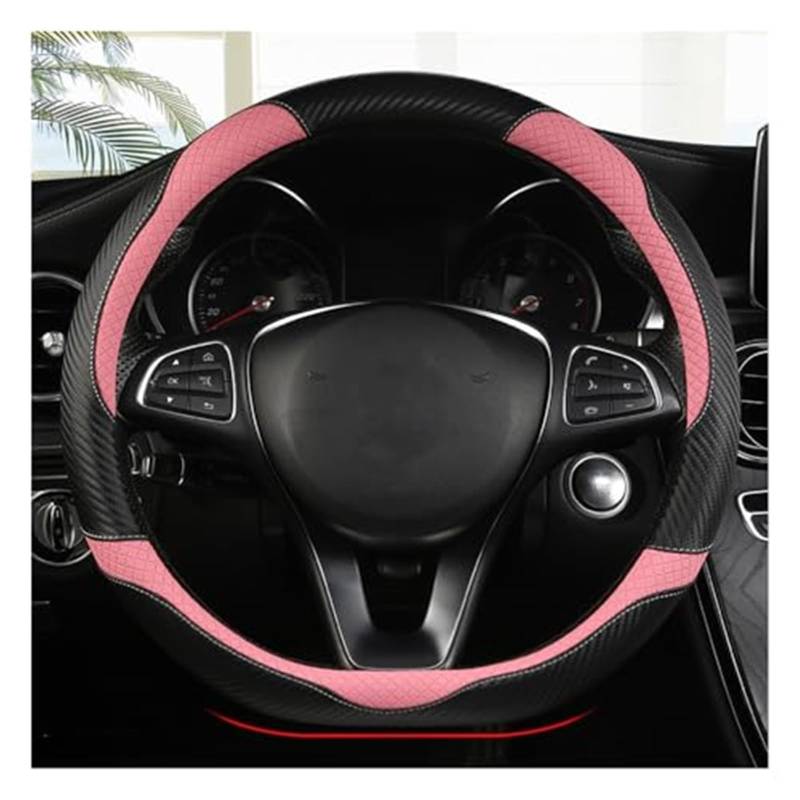 Lenkradabdeckung Für VW Für Touareg III 2018-2024 Mikrofaser Lenkrad Abdeckung Anti-Slip Atmungsaktive Auto Lenkrad Abdeckung Leder(‎Pink) von FGKDLDZCZM