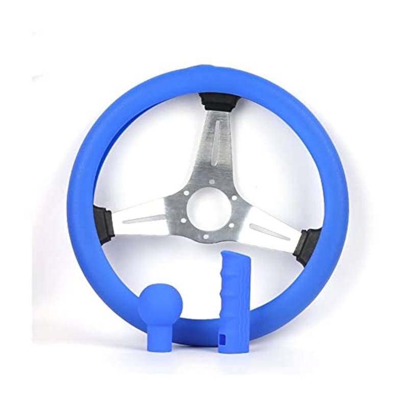 Lenkradabdeckung Lenkradabdeckung, Silikon-Auto-Lenkradabdeckungen, rutschfest, weich, Schaltknauf, Handbremsenabdeckung, Lenkradschutz(Blue 24) von FGKDLDZCZM