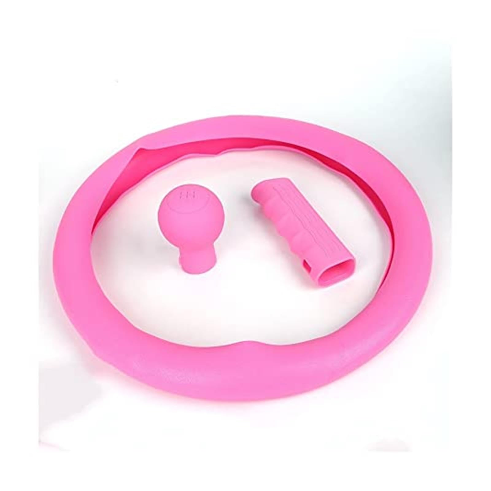 Lenkradabdeckung Lenkradabdeckung, Silikon-Auto-Lenkradabdeckungen, rutschfest, weich, Schaltknauf, Handbremsenabdeckung, Lenkradschutz(Pink 24) von FGKDLDZCZM