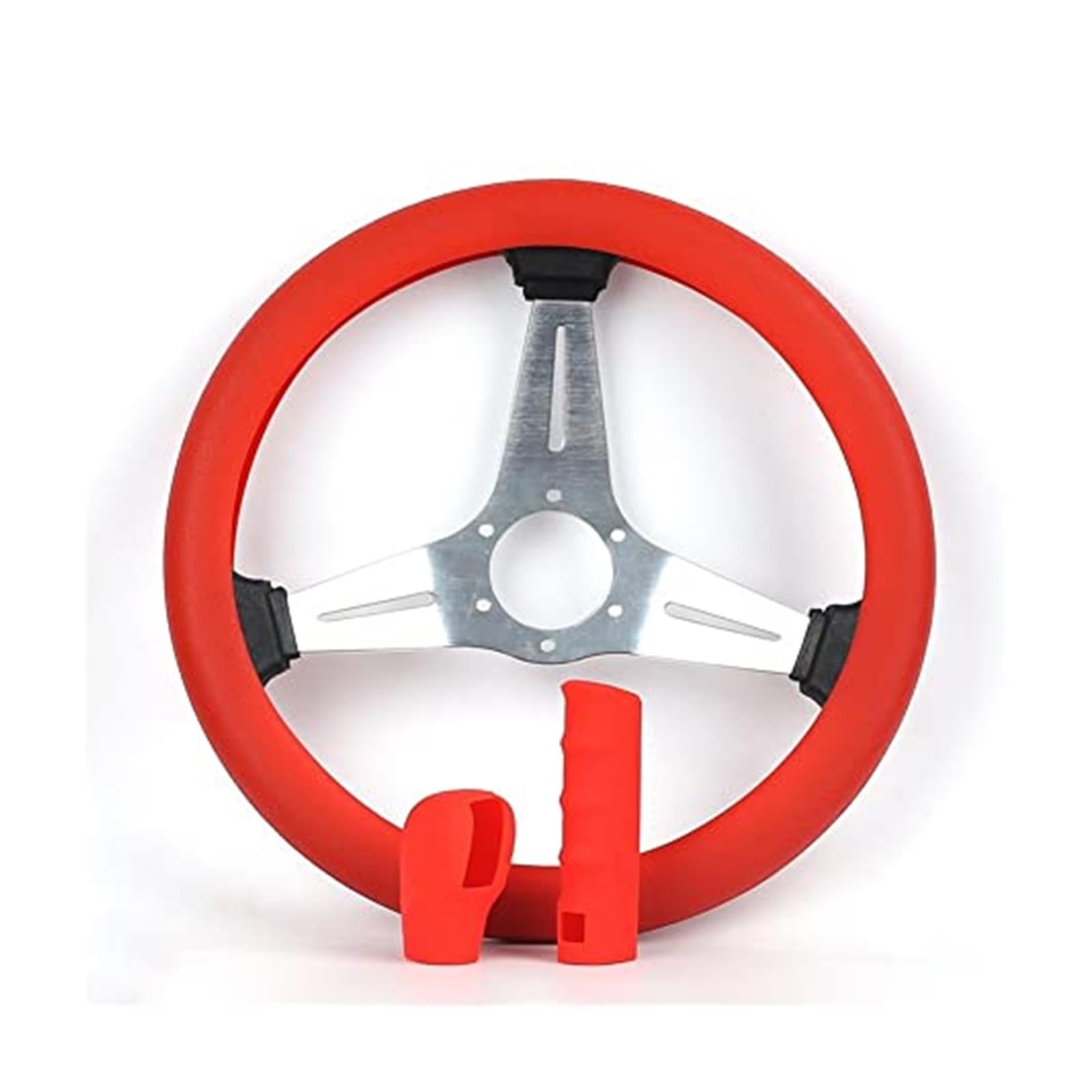 Lenkradabdeckung Lenkradabdeckung, Silikon-Auto-Lenkradabdeckungen, rutschfest, weich, Schaltknauf, Handbremsenabdeckung, Lenkradschutz(Red) von FGKDLDZCZM