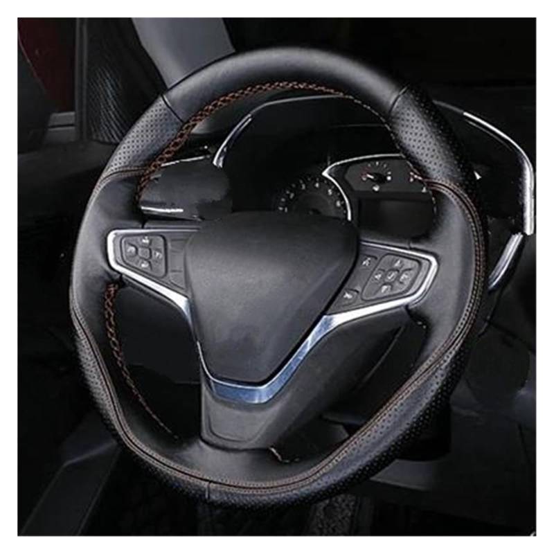 DIY Echtleder-Autolenkradabdeckung Für Explorer 2017 2018 Für Malibu XL 2016 2017 Für Buick Für Velite 5 Autozubehör Auto Lenkradabdeckung(Schwarz) von FGOFJG