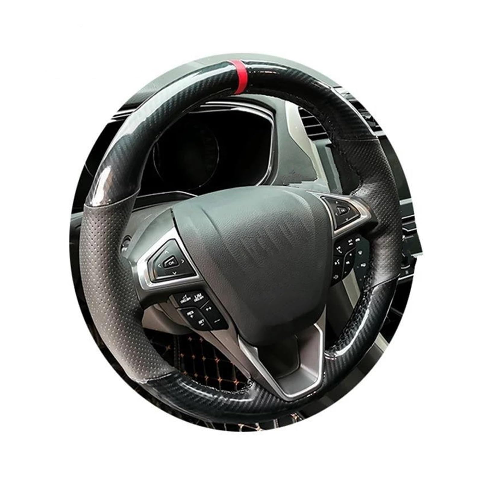 DIY-Lenkradbezug aus echtem Leder für Ford für Mondeo für Fusion 2013–2019 für Edge 2015–2019 für S-Max 2012–2019 für Galaxy 2016–2019 Auto Lenkradabdeckung(Weiss) von FGOFJG