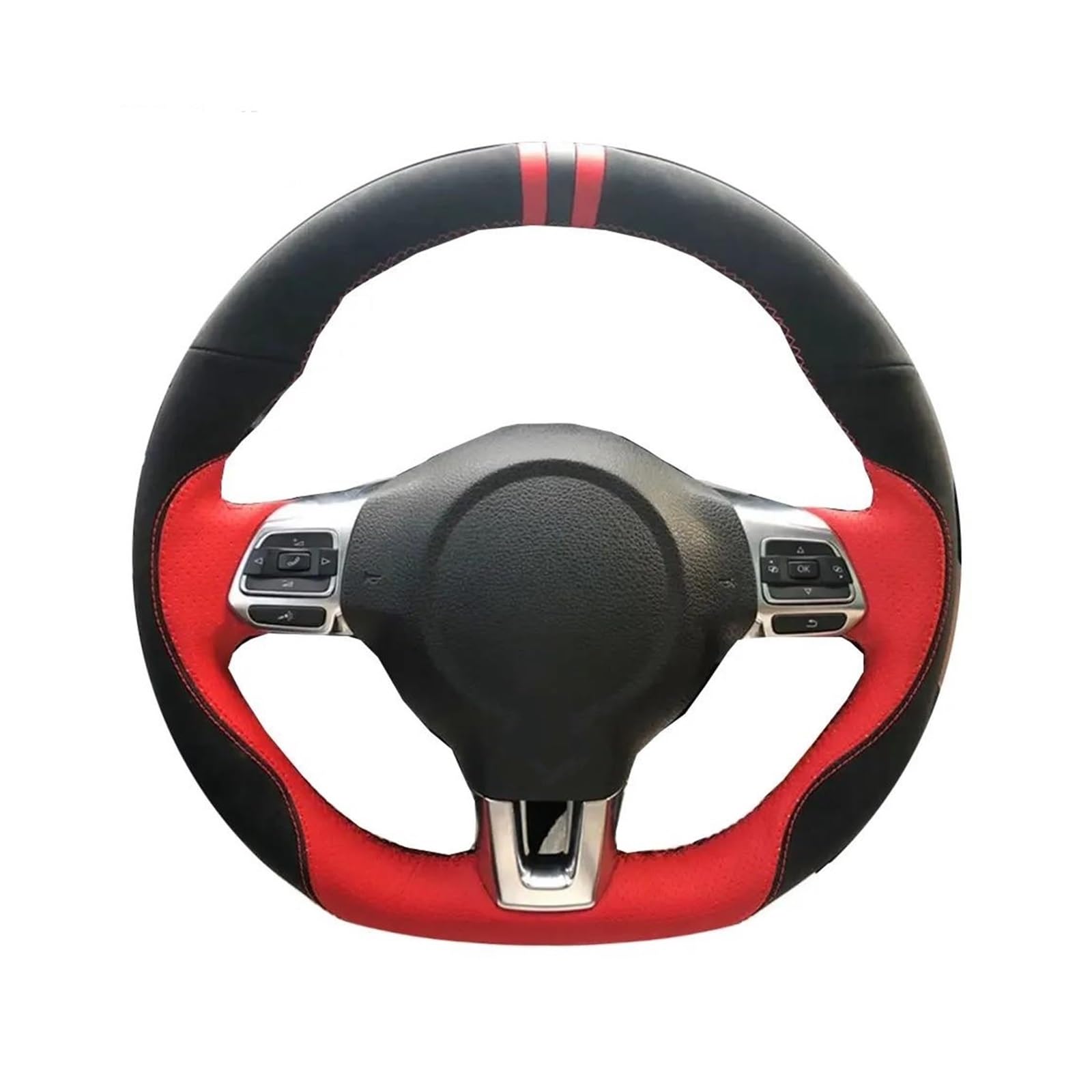 DIY Schwarz Wildleder Leder Auto Lenkrad Abdeckung Für VW Für Polo Für GTI Für Scirocco R Für Passat Für Cc 2010 Für Golf 6 Für GTI MK6 Auto Lenkradabdeckung(L-Blue) von FGOFJG