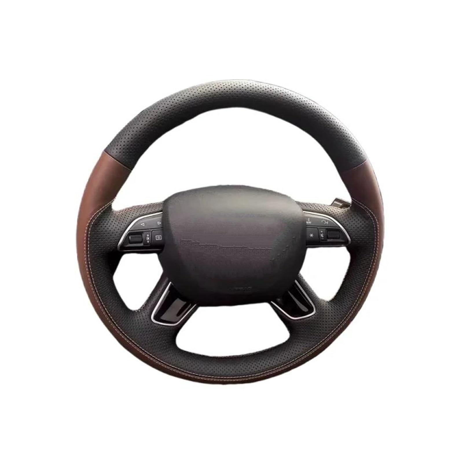 Für A3 A4 2013-2018 A6 2005-2018 Q3 2012-2018 Q5 Q7 2013-2018 Handgenähte schwarz-braune Autolenkradabdeckung aus Leder Auto Lenkradabdeckung(Rot) von FGOFJG
