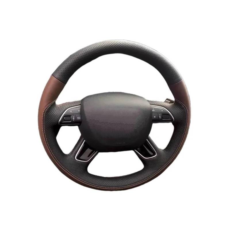 Für A3 A4 2013-2018 A6 2005-2018 Q3 2012-2018 Q5 Q7 2013-2018 Handgenähte schwarz-braune Autolenkradabdeckung aus Leder Auto Lenkradabdeckung(Rot) von FGOFJG