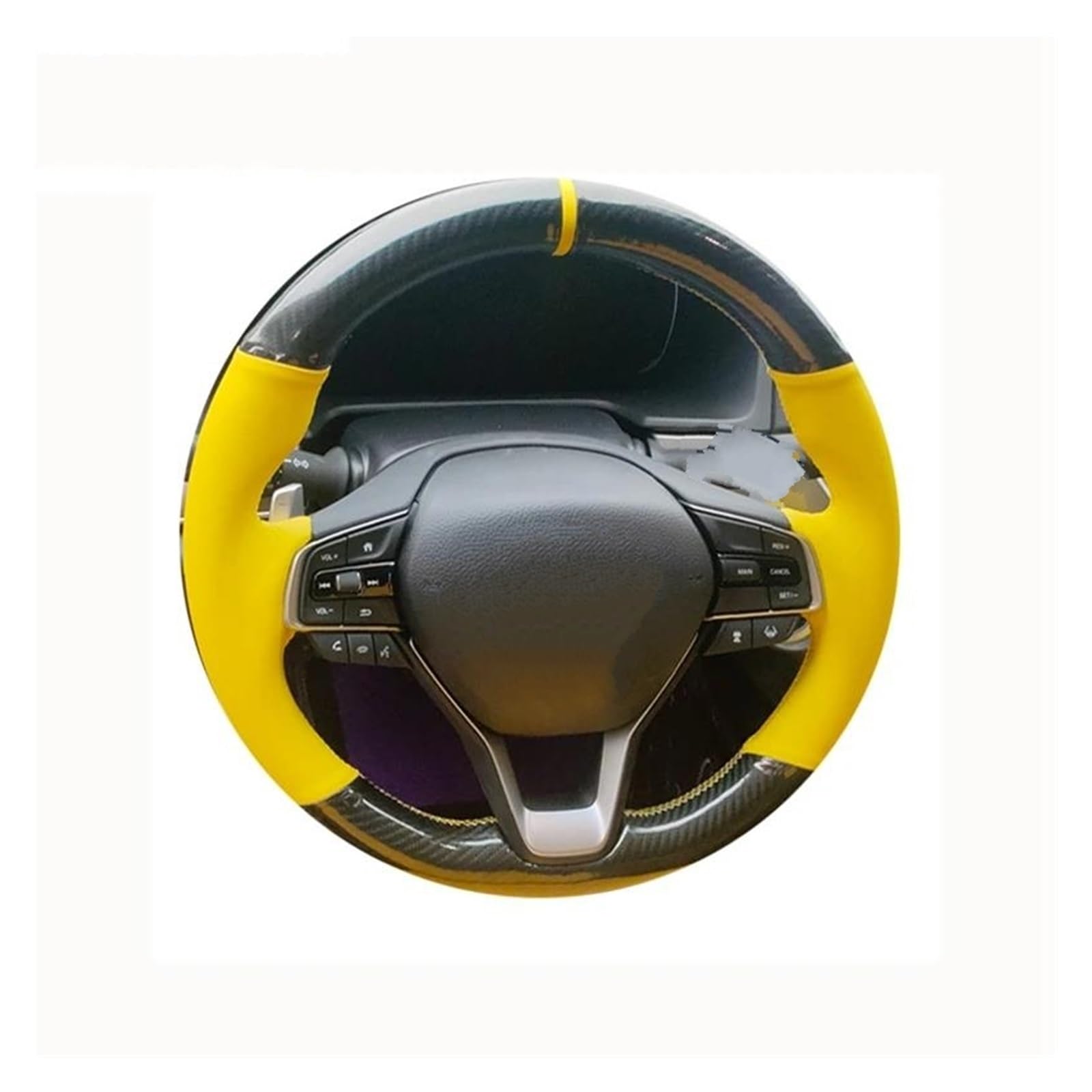 Für Accord 10 2018 2019 Für Insight 2019 DIY handgenähte Schwarze Kohlefaser-Lenkradabdeckung aus gelbem Leder Auto Lenkradabdeckung(Gelb) von FGOFJG