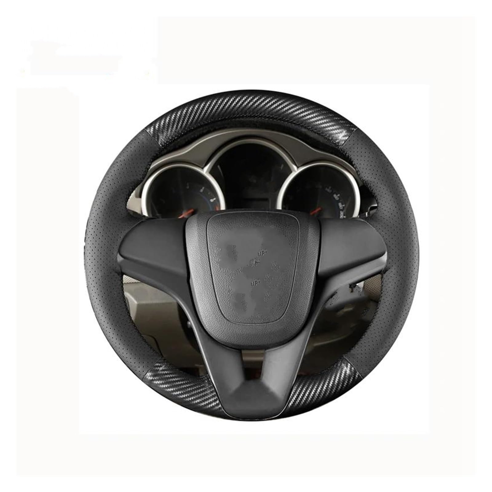 Für Cruze 2009-2014 Für Aveo 2011-2014 Für Holden Für Cruze 2010 DIY Schwarze Echte Lederfaser-Carbon-Lenkradabdeckung Auto Lenkradabdeckung(L-Blue) von FGOFJG