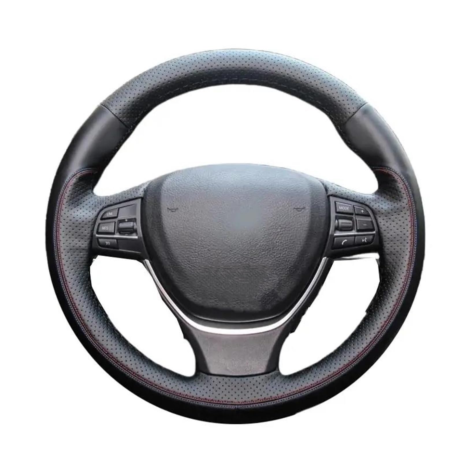 Für F10 520i 528i 730Li 740Li 750Li DIY handgenähtes Echtleder Schwarz Auto Lenkradbezug Auto Lenkradabdeckung(Weiss) von FGOFJG