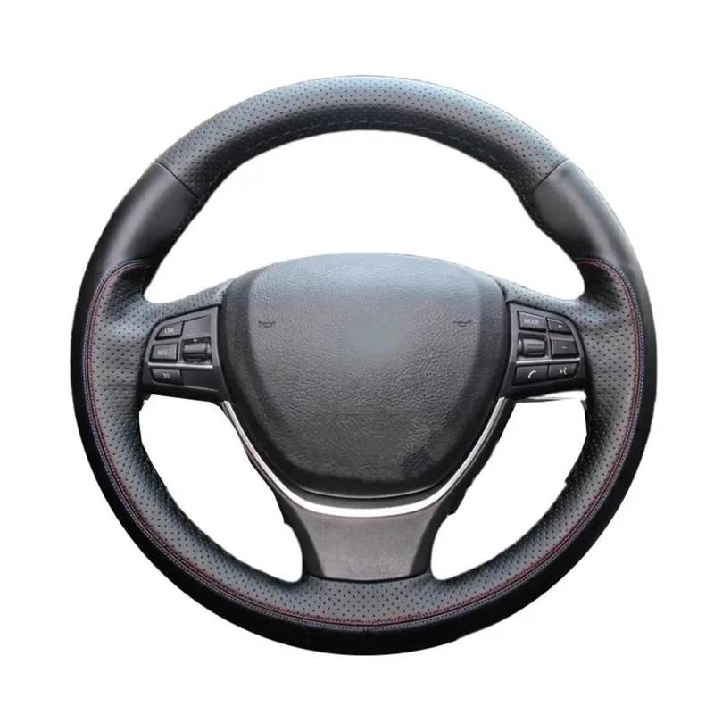 Für F10 520i 528i 730Li 740Li 750Li DIY handgenähtes Echtleder Schwarz Auto Lenkradbezug Auto Lenkradabdeckung(Weiss) von FGOFJG