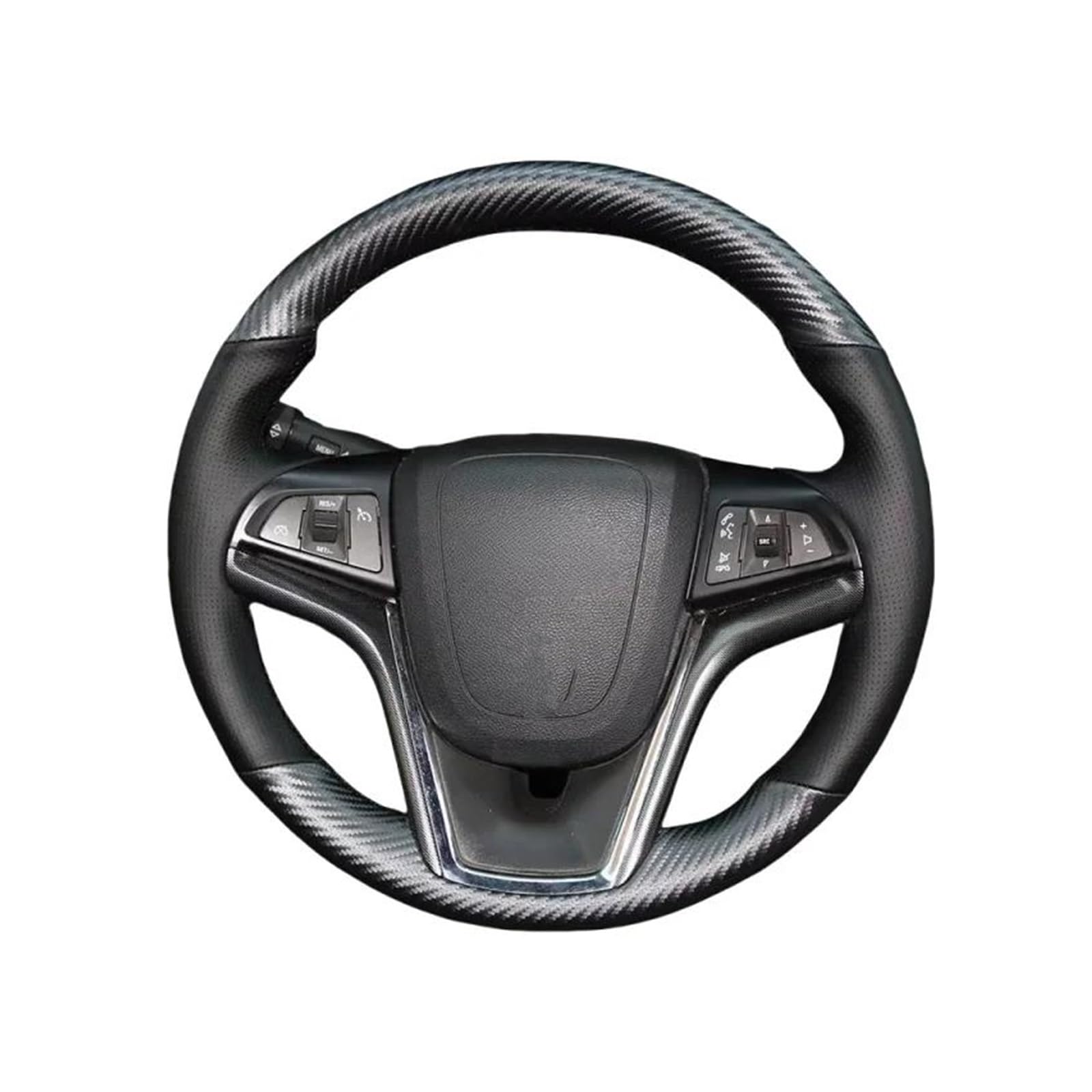 Für Malibu 2011-2014 handgenähte Abdeckungsabdeckung Carbon Faserleder echtes Leder-Leder-Lenkradabdeckung Auto Lenkradabdeckung(Schwarz) von FGOFJG