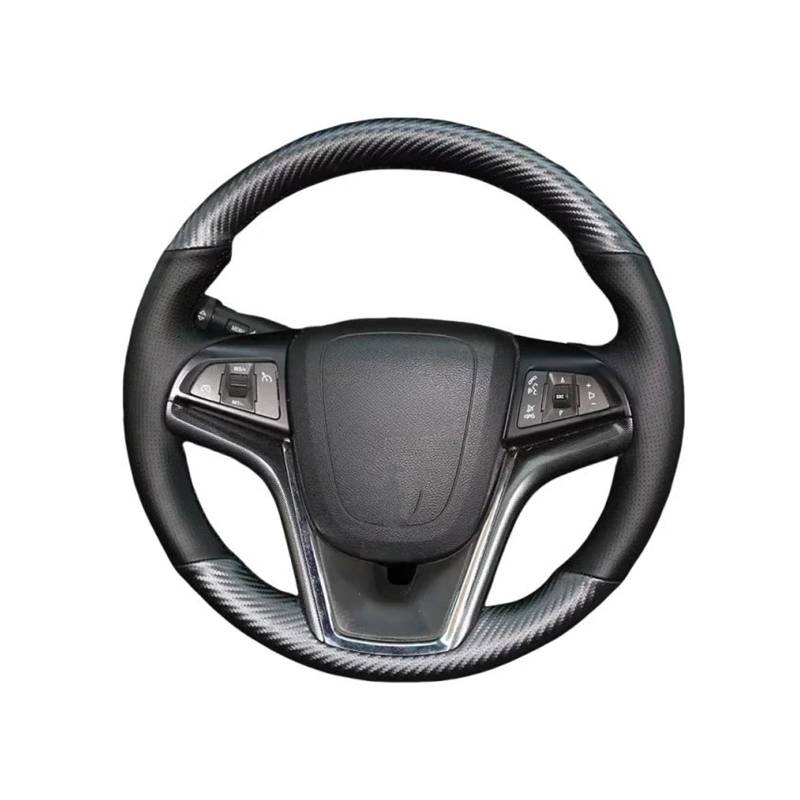 Für Malibu 2011-2014 handgenähte Abdeckungsabdeckung Carbon Faserleder echtes Leder-Leder-Lenkradabdeckung Auto Lenkradabdeckung(Schwarz) von FGOFJG
