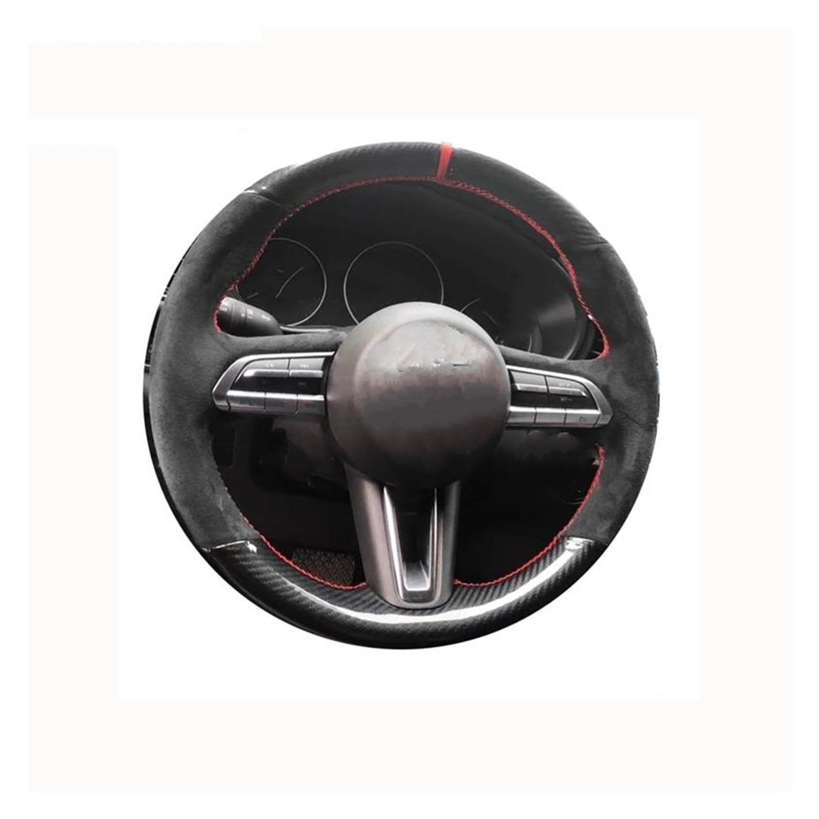 Für Mazda CX-30 CX30 2020 Für Mazda 3 Für Axela 2020 DIY Handgenähte Schwarze Kohlefaser-Wildleder-Autolenkradabdeckung Auto Lenkradabdeckung(Grey) von FGOFJG